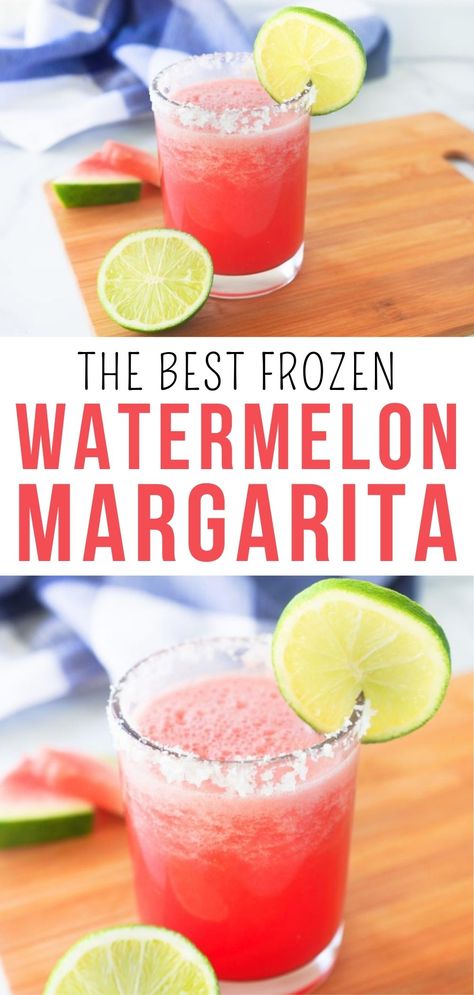 Virgin Watermelon Margarita, Recipes With Watermelon, Watermelon Recipes Drinks, Watermelon Drinks, Watermelon Cocktail Recipes, Boozy Cocktails, Watermelon Margarita Recipe, Frozen Watermelon Margarita, Easy Cocktail Recipe