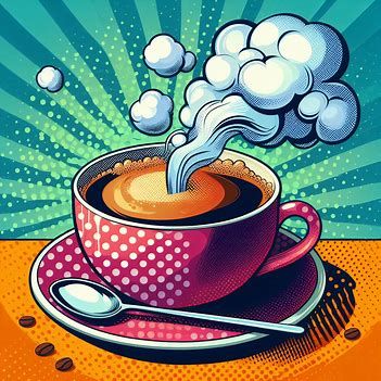 steaming cup of coffee, pop art - Image Creator from Microsoft Designer Pop Art Coffee Shop, Coffee Pop Art, Pop Art Cafe, Steaming Cup Of Coffee, Strip Art, Pop Art Images, Steaming Cup, Pop Art Portraits, Art Coffee