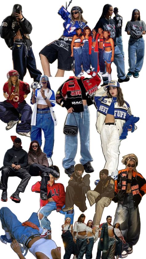 90's Hip Hop Style Women, Hiphop Costume Ideas, Mismatch Day Outfits, 90s Hip Hop Aesthetic Outfits, 2000s Streetwear Fashion, 2000s Hip Hop Fashion Women, 90s Streetwear Women, Y2k Dance Outfit, Decades Day Spirit Week 2000s