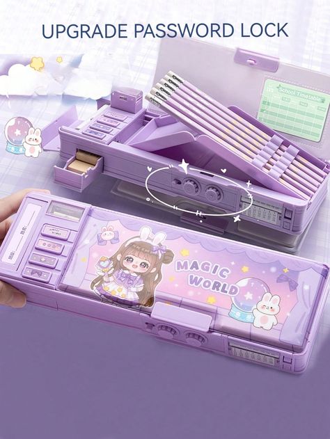 Trousse Kawaii Amazon, Sanrio Shopping, Diary With Lock, Diy Pencil Case, Student Rewards, Diy Crafts Love, Diy Pencil, Purple Collar, Cute Pens