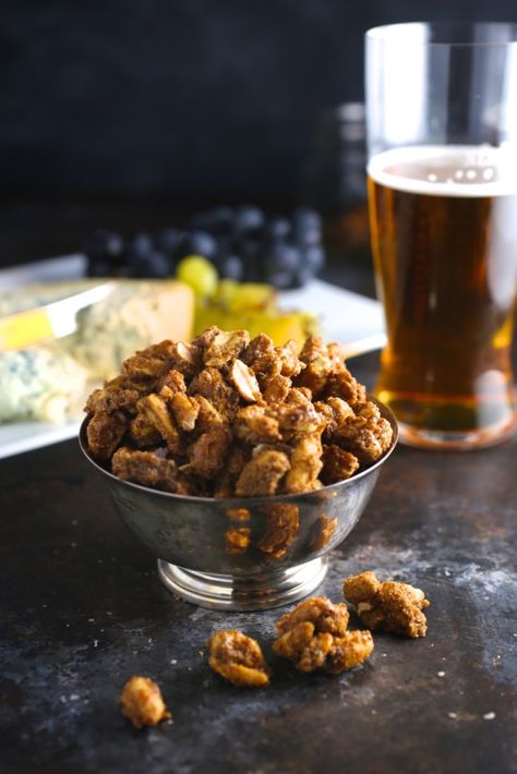 Sweet and Spicy Candied Peanuts Candied Peanuts Recipe, Holiday Snacks Appetizers, Snacks And Appetizers, Beer Nuts, Spicy Nuts, Spicy Candy, Curried Butternut Squash Soup, Spicy Peanuts, Appetizers Recipes