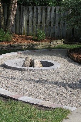 home depot diy fire pit  pavers and gravel ... This would fit in with what we already have Fire Pit Gravel, Diy Fire Pit Ideas, Cheap Fire Pit, Diy Outdoor Fireplace, Fire Pit Materials, Metal Fire Pit, Gravel Patio, Fire Pit Furniture, Stone Fire Pit