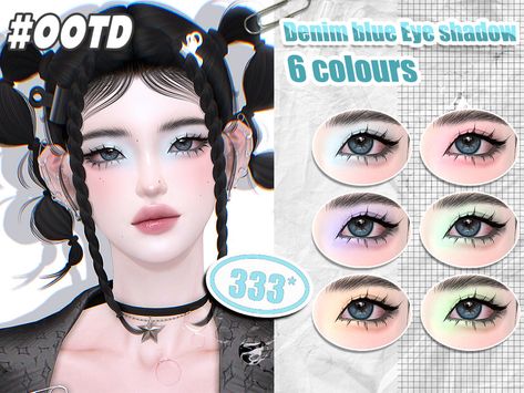 The Sims Cc, Mod Makeup, Blue Eye Shadow, Sims 4 Cc Eyes, Makeup Cc, Sims 4 Anime, Sims 4 Cc Makeup, Korean Eye Makeup, Blue Eyeshadow