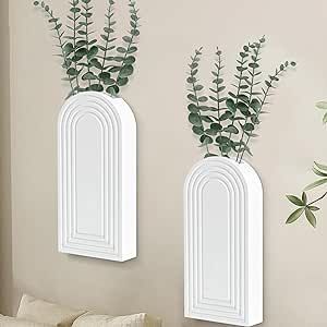 Love the look of hanging plants? These planters make it easy! #sponsored #homedecor #wallhangingplanters #planters Wooden Plant Pots, Wall Vases, Planter Wall, Wall Plant Hanger, Wall Decor Hanging, Bedroom White, Faux Greenery, Wall Vase, Decor Hanging