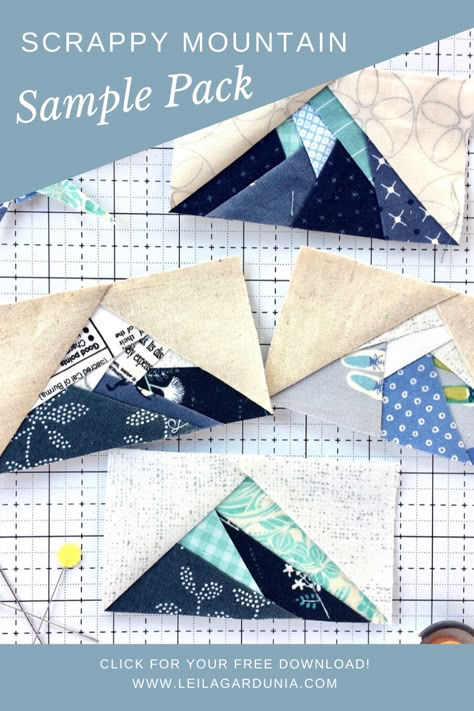 Scrappy Mountain Quilt, Ski Quilt Block, Foundation Paper Piecing Quilts, Mountain Quilt Pattern Ideas, Paper Piecing Quilt Patterns Free, Mountain Quilt Block Free Pattern, Mini Quilt Block Patterns, Mountain Quilts Ideas, Mountain Quilt Patterns