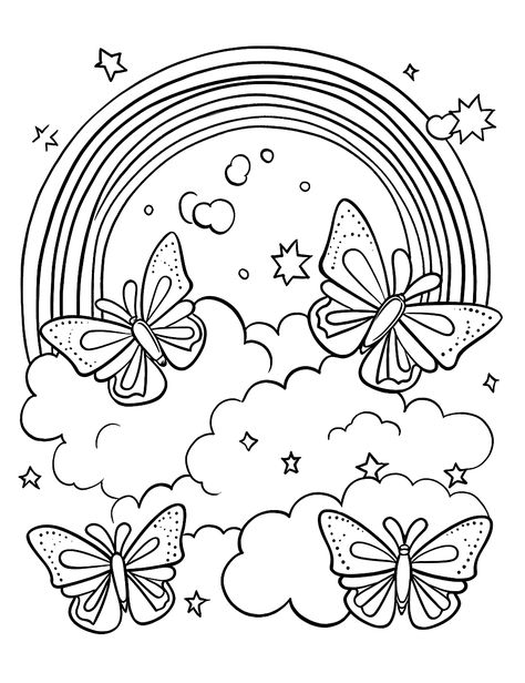 Cute Coloring Pages Butterfly, Rainbows Coloring Pages, Colouring Pages Butterfly, Coloring Sheets For Elementary, Free Printable Butterfly Coloring Pages, Printing Coloring Pages Free Printable, Coloring Page Butterfly, Printable Rainbow Coloring Pages, Butterfly For Coloring