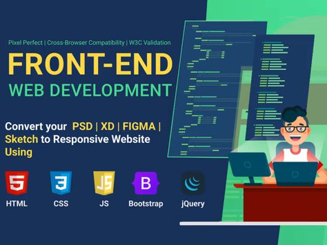 You will get front end web development using html css js bootstrap | Upwork Front End Web Development, Job Success, Types Of Graphic Design, Project Steps, Html5 Css3, Brand Concept, Dashboard Design, Html Css, Mobile App Design