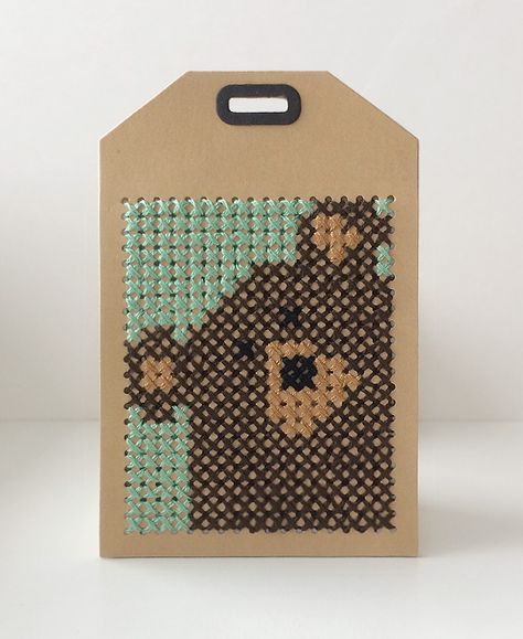 Cross Stitch Tags Patterns, Mft Cross Stitch Tag, Cross Stitch Gift Tags, Cross Stitch Tags, Cross Stitch Gift Ideas, Paper Cross Stitch, Cross Stitch Gifts Ideas, Bear Cross Stitch Pattern, Bear Cross Stitch