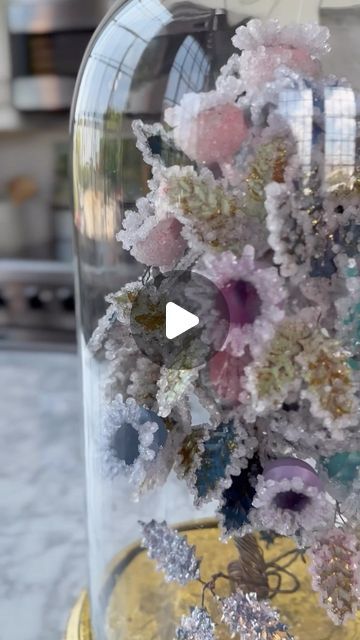 Stephen Brown on Instagram: "Crystalizing our Fabulous Fairy Thistle Thicket is only the beginning of what you can do with this magic Borax project. ✨🧚✨ I’ve been using this technique for years to create Christmas Ornaments and Geodes, but you can grow crystals on practically anything! ✨All you need is boiling water and Borax Powder. The item you’re wanting to crystal must be suspended in your solution without touching the sides or bottom of your container. The ratio is 3 Tablespoons of Borax for every cup of water. Let your item sit in the solution overnight or a minimum of eight hours before removing it. The longer it stays, the more crystals it grows!
.
.
.
#Glitterville #Holiday #Diy #diy #diycrafts #diyprojects #diyproject #diydecor #diyideas  #borax #boraxcrystals #Crafts #flowers # Borax Crystalized Flowers, Borax Crystal Flowers, Borax Crystals Diy Skull, Borax Ornaments, Borax Crystal Ornaments, Borax Crystals Diy, Diy Crystal Crafts, Grow Crystals, Borax Crystals