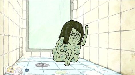 Regular Show, About Hair, Cartoon Network, Animated Gif, We Heart It, Gif, Lost, Shower