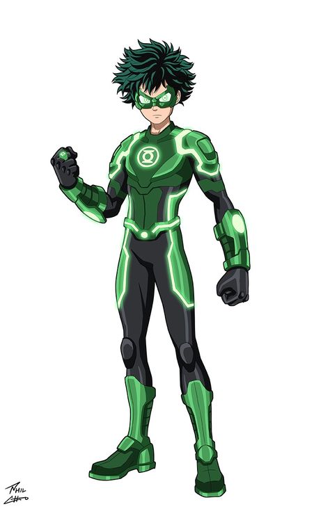 Izuku_Midoriya [Green_Lantern] Green Lantern Batman, Green Lantern Oc, Ultron Art, Green Lantern Characters, Green Lantern Logo, Green Lanterns, Phil Cho, Lantern Corps, Green Lantern Corps