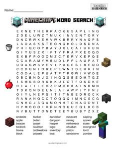 Minecraft Word Search Puzzle Minecraft Worksheets, Minecraft Printable, Minecraft Activities, Diy Minecraft Birthday Party, Boys Crafts, Holiday Word Search, Minecraft Bday, Minecraft Printables, Kids Colouring