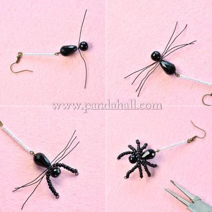 Beaded Spider Earrings, Jóias Body Chains, قلادات متدلية, Anting Manik, Spider Jewelry, Beaded Spiders, Spider Earrings, Wire Jewelry Designs, Earrings Halloween