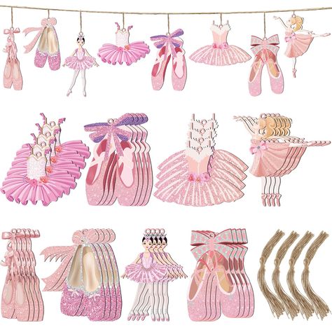 PRICES MAY VARY. Christmas Ornament Set: you will receive 32 pieces of ballerina christmas ornaments, in 8 different styles, 4 pieces in each style; Whether it is exquisite ballet shoes, dreamy ballet skirts or beautiful ballerinas, you can choose and combine them according to your preferences to meet your decoration and gift giving needs Creative Design: our pink christmas ornaments are rich in elegant elements, and the pink purple ballet matches the Christmas theme very well, to bring a strong Ballet Party Decorations, Ballet Ornaments, Wood Hanging Decor, Ballerina Party Theme, Dance Christmas Ornaments, Class Christmas Gifts, Ornaments For Christmas Tree, Fairy Christmas, Pink Christmas Ornaments