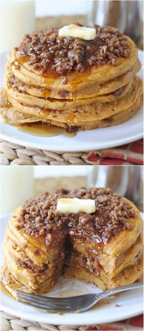 Cinnamon Streusel Pancakes, Amazing Pancakes, Cinnamon Streusel, Pumpkin Pancakes, Fall Breakfast, What's For Breakfast, Fall Spices, Breakfast Pancakes, Best Pumpkin