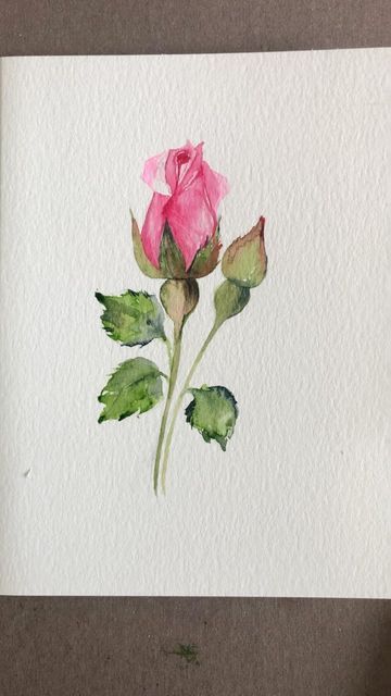 Learn Watercolor Painting, Watercolor Flowers Tutorial, Watercolor Paintings For Beginners, Diy Watercolor Painting, Watercolor Flower Art, Watercolor Painting Techniques, Art Painting Gallery, Rose Bud, Watercolor Paintings Tutorials