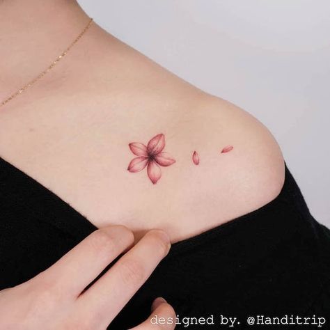 Collarbone Tattoos For Women, Cherry Blossom Tattoo Shoulder, Small Flower Tattoos For Women, Collarbone Tattoos, Our Mindful Life, Beautiful Flower Tattoos, Small Flower Tattoos, Fine Line Tattoo, Small Tattoo Ideas