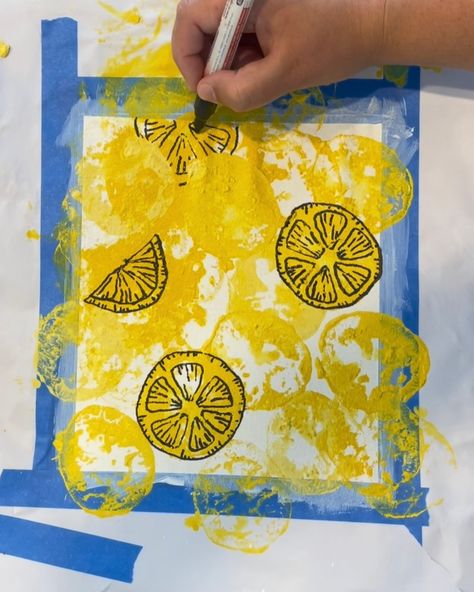 A fun take on the classic fruit stamped tea towels - we loved making this lemon printed tote bag! 🍋 Here are the steps if you want to try this one at home: - Step 1: Mask up the area of the bag you want to paint on using masking tape and paper. It’s also a good idea to slide a piece of card inside the bag to stop any paint bleeding through to the back of the bag later. - Step 2: Prime the exposed area of the bag with gesso. This will make it easier for the paint to adhere to when the kids ... Stamped Tea Towels, Nature Printing, Lemon Print, Summer Crafts, Nature Prints, Masking Tape, Printed Tote Bags, The Kids, Our Love