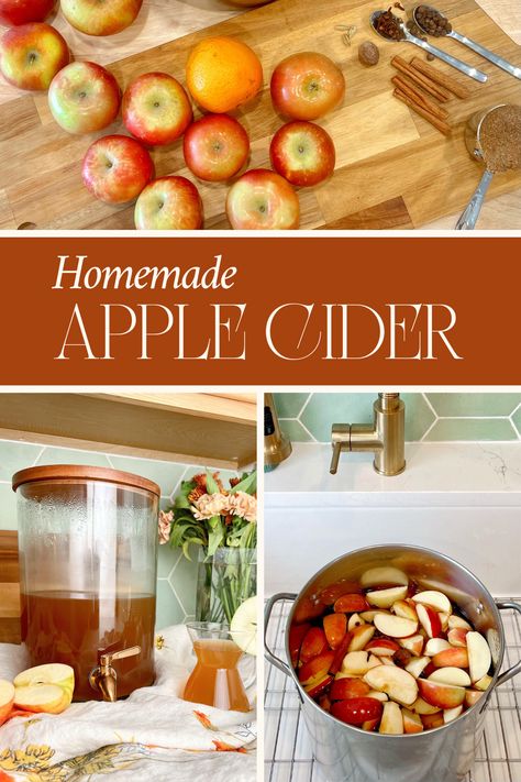 Homemade Apple Cider | Shine Daily Quick Apple Cider Recipe, Canning Homemade Apple Cider, Fresh Apple Cider Recipe, Recipe For Apple Cider, Apple Cider On The Stove, Canning Apple Cider Recipes, How To Can Apple Cider, Homemade Cider Recipe, Best Apple Cider Recipe