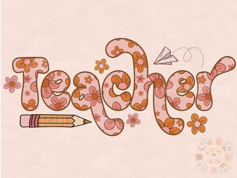 Teacher Wallpaper, Boho Teacher, Teacher Aesthetic, Png Floral, Flowers Png, Teacher Design, Teacher Png, Boho Flowers, School Png