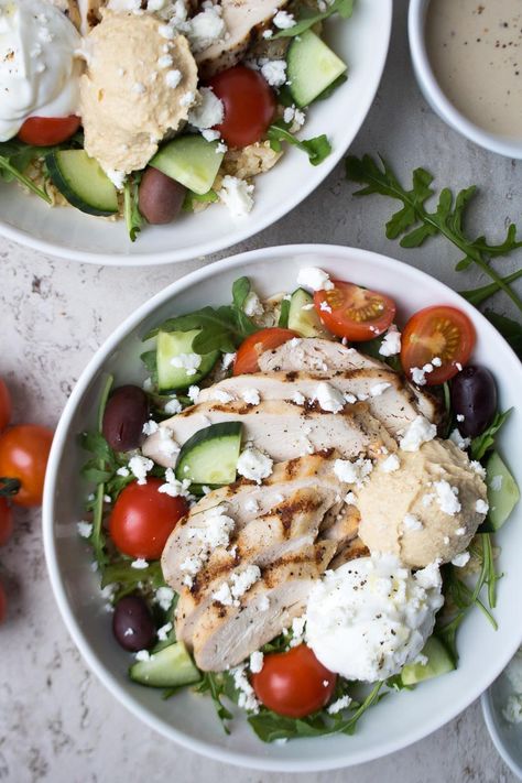 Mediterranean Grain Bowls Copycat Panera Mediterranean Grain Bowl, Mediterranean Grain Bowl, Lemon Dressing Recipe, Kay Nutrition, Mediterranean Bowl, Grain Bowl Recipe, Salad Appetizer Cups, Lunch Bowls, Mediterranean Bowls