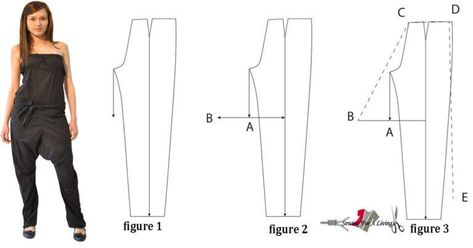 Clothing design - design harem pants from a pants pattern - Sewing For A Living Harem Pants Diy, Pantalon Thai, Harem Pants Pattern, Harlem Pants, Women Pants Pattern, Androgynous Girls, Rocker Outfit, Sewing Pants, Sewing Patterns Girls