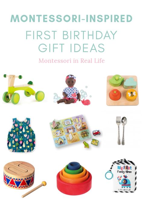 Montessori-Inspired First Birthday Gift Ideas — Montessori in Real Life Montessori First Birthday Gifts, 1st Birthday Gift Ideas, 1st Birthday Boy Gifts, First Birthday Gift Ideas, First Birthday Presents, Montessori Playroom, Montessori Learning, One Year Birthday, Twin First Birthday