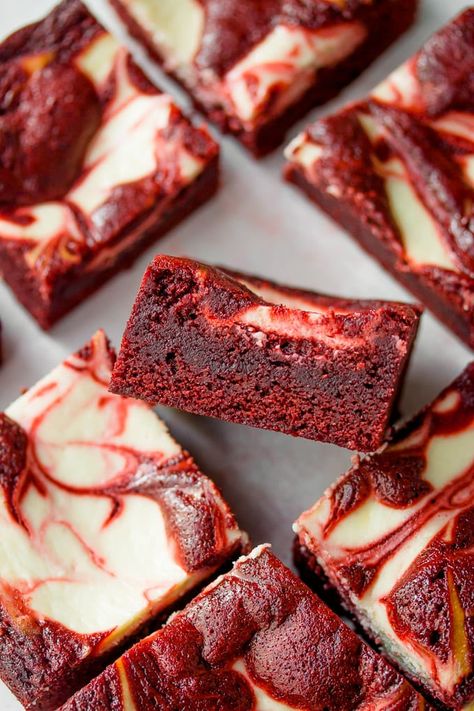 Red Velvet Cheesecake Brownies, Velvet Brownies, Red Velvet Brownies, Velvet Cheesecake, Red Velvet Cheesecake, Cheesecake Brownies, Holiday Dessert, Vegan Sweets, Chocolate Brownies