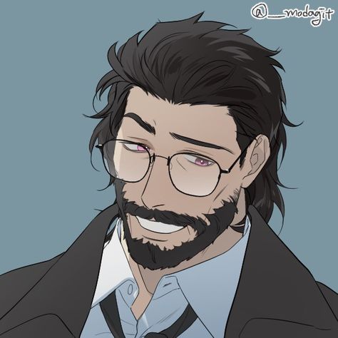 Older Manga Man, Teacher Oc Male, Anime Old Man Art, Chibi Beard, Older Man Drawing, Older Man Character Design, Older Male Oc, Older Anime Man, Middle Age Man Drawing