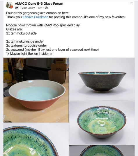 Seaweed Over Textured Turquoise, Amaco Temmoku, Spectrum Glazes, Textured Turquoise, Ceramic Glazing, Glaze Combinations, Glaze Combos, Pottery Glaze, Pottery Inspo