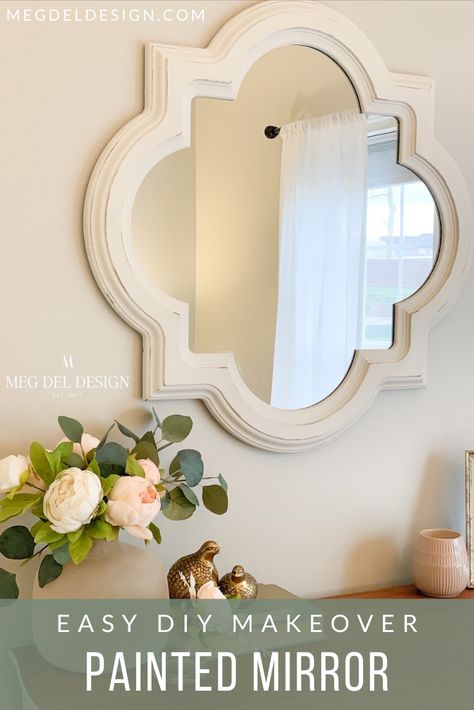 Paint A Mirror, Housing Decor, Painting Mirror Frames, Waterfall Vanity, Furniture Transformation, White Mirror Frame, Chest Makeover, Mirror Holder, Buffet Makeover