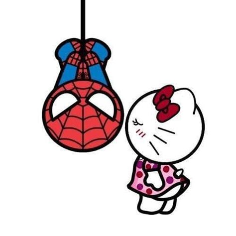 Kitty Spiderman, Small Diy Gifts, Boyfriend Kissing, Hello Kitt, Spiderman Coloring, Instruções Origami, Small Canvas Art, Hello Kitty Pictures, Art Drawings Sketches Creative