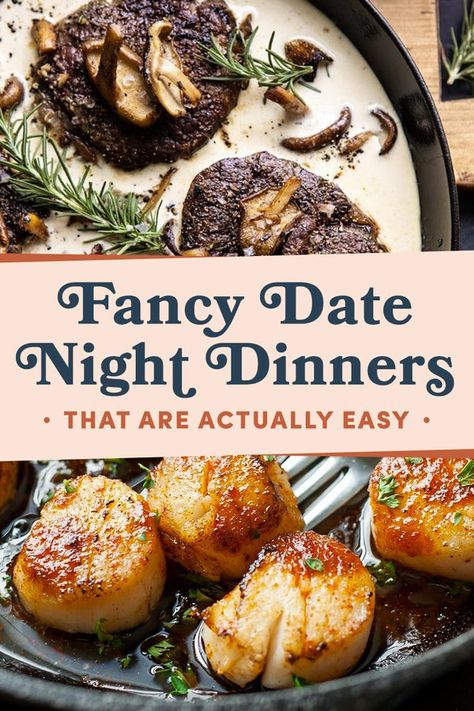 Easy Fancy Dinner Recipes, Easy Fancy Dinner, Dinner Date Recipes, Valentines Food Dinner, Night Dinner Recipes, Impressive Dinner, Fancy Date, Fancy Date Night, Fancy Dinner Recipes