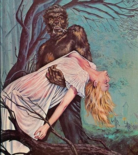 Werewolf Werewolf Pulp Art, Halloween Pulp Art, Goosebumps Aesthetic, Beach Ghost, Pinup Horror, Werewolf Love, Pulp Horror, American Horror Movie, Mystery Art