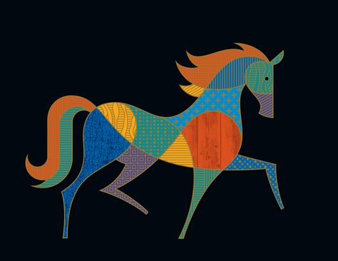 Horse Designs Art, Cute Horse Illustration, Horse Illustration Design, Horse Illustration Art, Horse Graphic Design, Horses Illustration, Horse Character Illustration, Folk Horse Illustration, Vector Horse Illustration