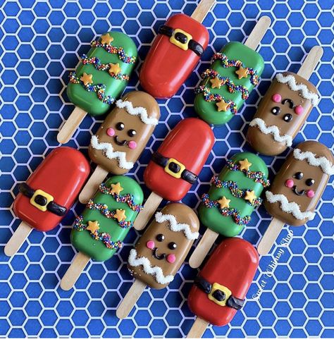 Christmas Cakesicles, Popsicles Cake, Cake Pop Designs, Christmas Themed Cake, Christmas Treats Boxes, Cake Pop Decorating, Xmas Treats, Christmas Cake Pops, Christmas Cake Designs