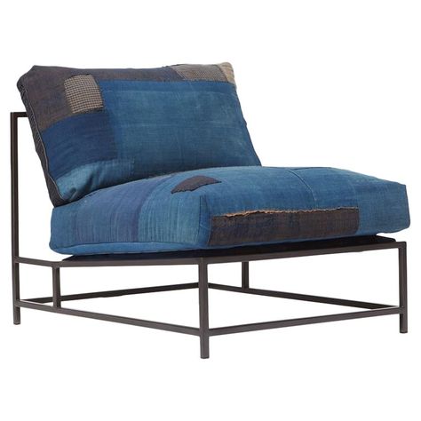 Visible Mending Around the Home: The Simple Repair Movement Enters the Domestic Sphere Relaxing Lounge, Japanese Boro, Oak Chair, Visible Mending, Blackened Steel, Folding Beds, Steel Chair, Leather Frames, Couch Cushions