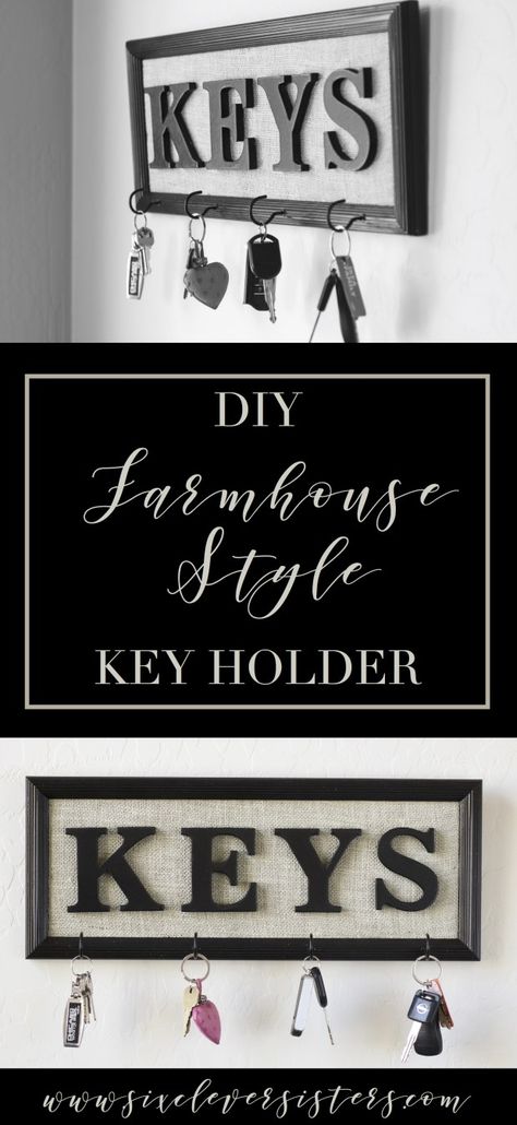 Feel like making a diy project that only takes an hour? You'll love just how easy this is! #diy #farmhousestyle #sixcleversisters Key Holder Diy, Diy Farmhouse Style, Farmhouse Decor On A Budget, Cheap Farmhouse Decor, Interior Minimalista, Key Holders, Diy Wood Signs, Diy Farmhouse Decor, Diy Home Decor On A Budget