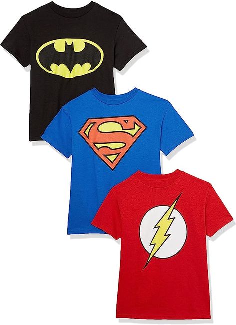 DC Comics Kids' Batman, Superman, The Flash 3 Pack Logo T-Shirt Bundle Set Flash Boys, Comic Clothes, Washing Dc, Batman Kids, Batman Shirt, Superman T Shirt, Superhero Shirt, Batman Superman, Batman And Superman