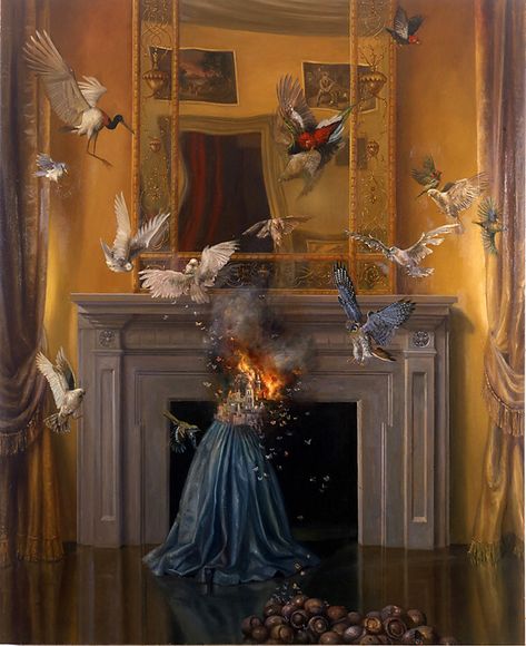 julie Heffernan Agnostic - spellbinding image. Julie Heffernan, Fire Painting, Women Artists, Virtual Museum, Indian Paintings, Artwork Images, Arte Fantasy, Surreal Art, American Artists