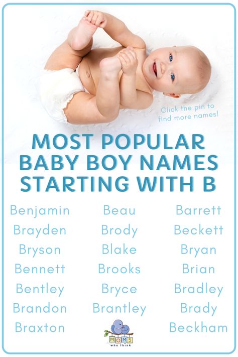 The most detailed list of popular & unique baby boy names starting with B. Discover hundreds of names for boys and boy middle names starting with the letter B along with the meanings and origin of each name! | Moms Who Think Baby Boy K Names, C Baby Boy Names, Celebrity Baby Boy Names, S Baby Boy Names, Popular Baby Boy Names, Baby Boy Name List, Boy Middle Names, K Names, Names For Boys List