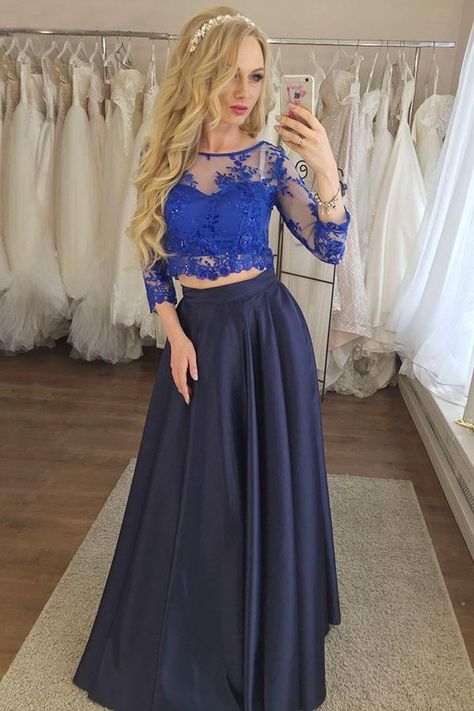 Dark Blue Prom Dresses, Dark Blue Prom Dress, Navy Blue Prom, Navy Blue Prom Dress, Navy Blue Prom Dresses, Blue Prom Dress, Royal Blue Lace, Graduation Gown, Piece Prom Dress