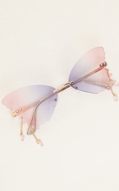 Butterfly Merch, Pink Sun Glasses, Ombre Butterfly, Makeup Order, Beautiful Hairstyle, Cool Glasses, Fashion Eye Glasses, Artificial Light, Pink Sunglasses