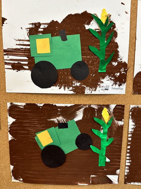 Farm Tractor Craft Preschool, Farm Animal Books For Preschool, Tractor Art Preschool, Tractor Preschool Craft, Tractor Art For Toddlers, Tractor Activities For Toddlers, Tractor Crafts For Kids, Farmer Crafts For Preschool, Farmer Art Preschool