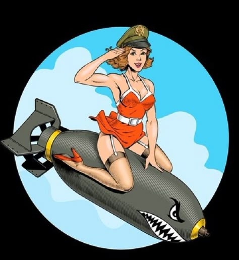 Vintage Comic Style, Arte Pin Up, 50s Art, Pin Up Drawings, Pin Up Girl Vintage, Rocket Girl, Pin Up Tattoos, Military Appreciation, Air Brush Painting