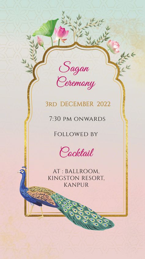 Golden Border Indian wedding invite Peacock Theme Invitations, Pichwai Peacock, Satsang Invitation, Indian Wedding Invite, Groom Cartoon, Saree Ceremony, Bride And Groom Cartoon, Hindu Wedding Invitation Cards, Indian Invitations