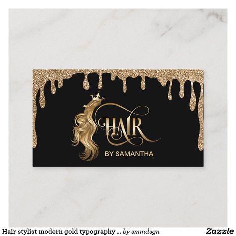 Hair Extension Business, Hair Business Cards, Gold Typography, Stylist Business Cards, Hairstylist Business Cards, Artist Business Cards, Artist Business, Hair Stylist Business, Modern Typography