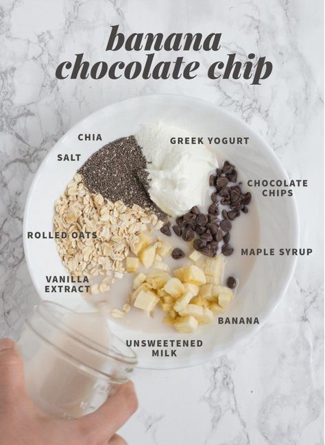 Chocolate Chip Overnight Oats, Vanilla Overnight Oats, Overnight Oatmeal Recipes, Oat Recipes Healthy, Overnight Oats Recipes, Overnight Oats Recipe Healthy, Overnight Oat, Overnight Oatmeal, Oats Recipe