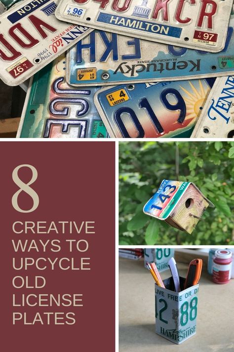 There is a whole group of people out there who love to collect antique license plates. We don’t collect them, but we do find them very cool. But what do you do with them once you collect them? Here are 8 creative ways to upcycle old license plates. Whether you are looking for wall art, birdhouses, maps or pencil boxes, there are ideas for every style! Diy License Plate Ideas, License Plate Art Ideas, Old License Plate Ideas, License Plate Crafts Projects, License Plate Ideas, License Plate Crafts, Old License Plates, Are Ideas, License Plate Art