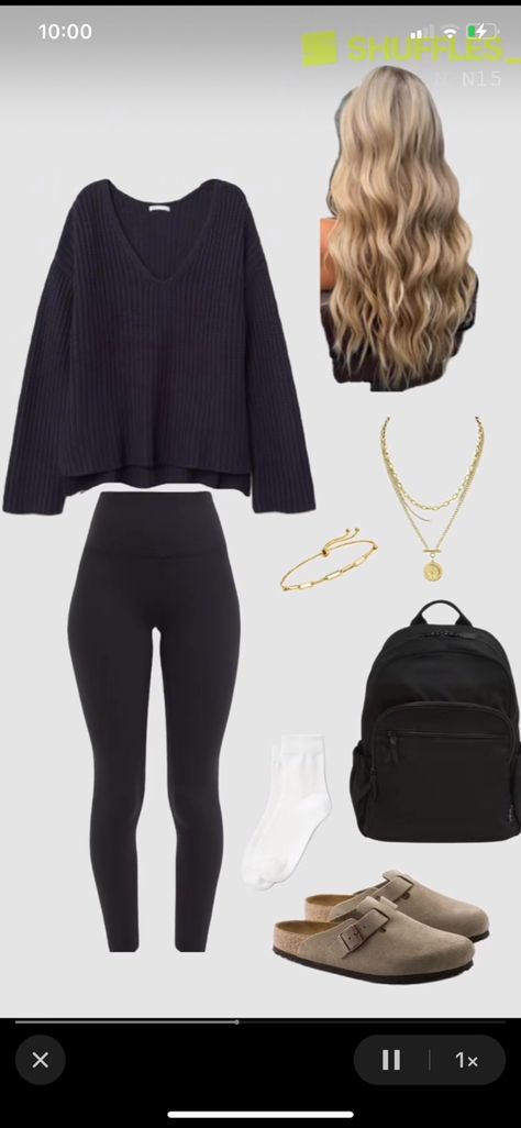 Outfits For Finals Week, Cute Outfits School Appropriate, Cute Everyday Outfits Spring, Garage Outfit Ideas, Cute Athletic Outfits For Winter, Cute Comfy Travel Outfits, Fit Inspo For School Outfits, Cute Basic Outfits, Shoes To Wear With Leggings